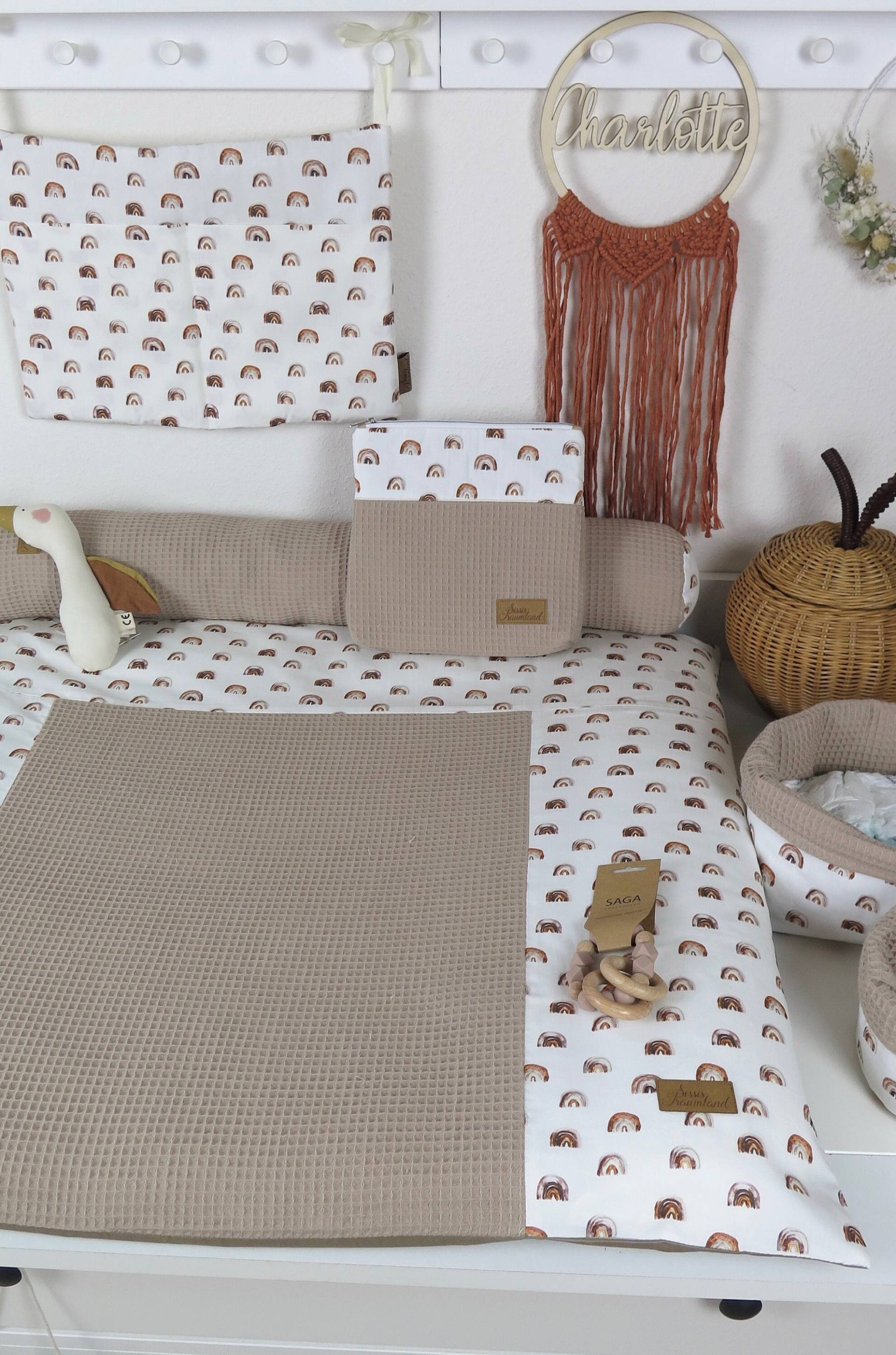 Wunschmaß - Wickelauflage Set Bow Braun Waffel Dunkles Beige Wunschmaß - Wickelauflage Set Bow Braun Waffel Dunkles Beige von SissisTraumland