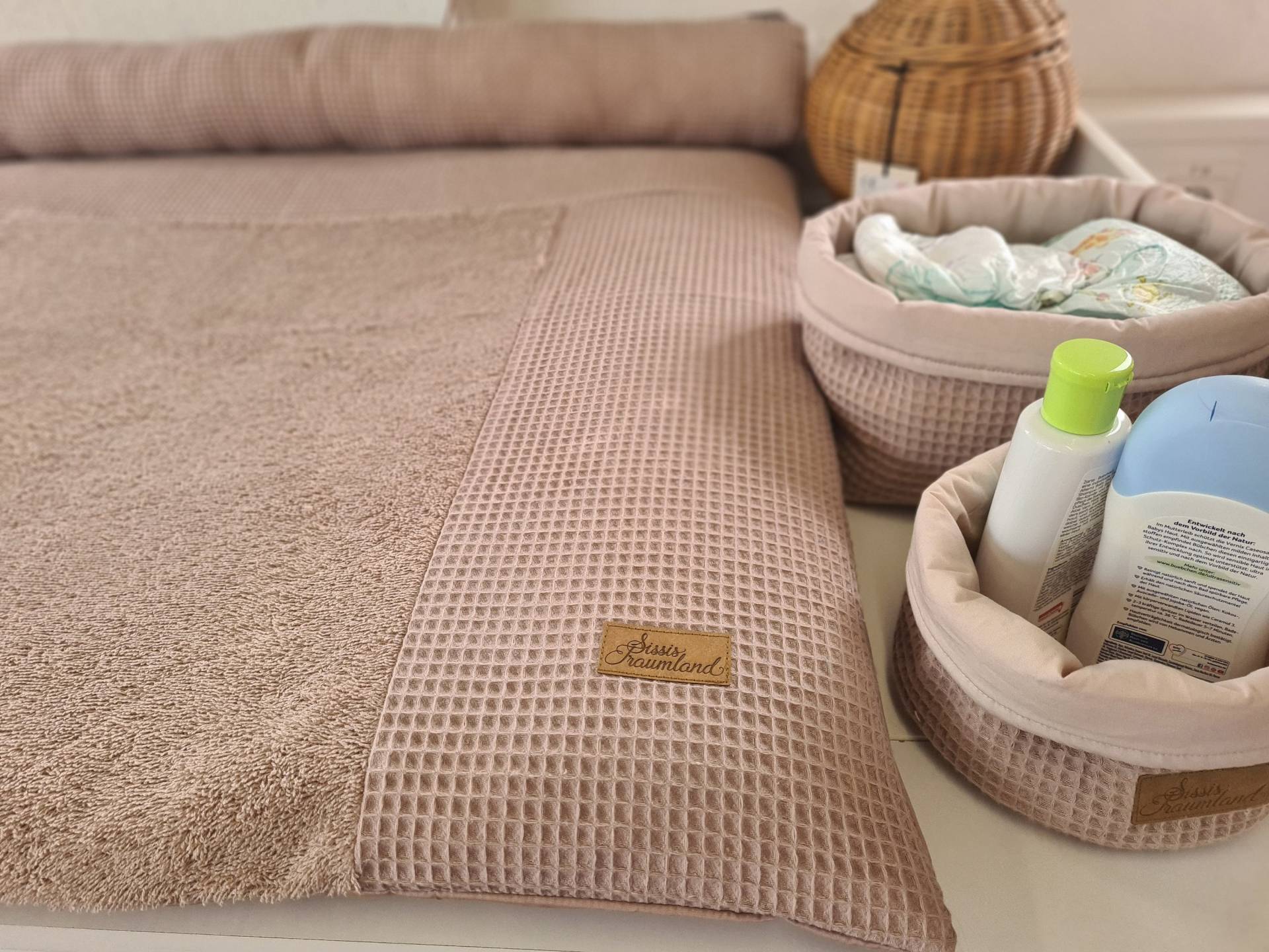 Wunschmaß - Wickelauflage Set Uni Waffel Dunkles Beige Wunschmaß - Wickelauflage Set Uni Waffel Dunkles Beige von SissisTraumland