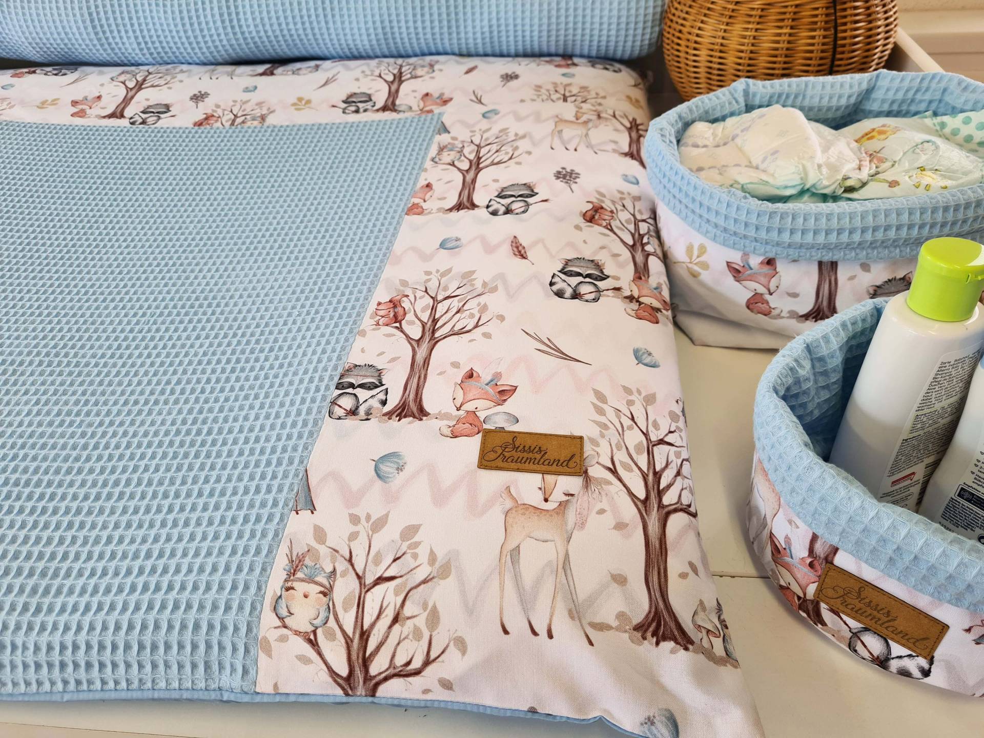 Wunschmaß - Wickelauflage Waldtiere Braun Waffel Bleu Wunschmaß - Wickelauflage Waldtiere Braun Waffel Bleu von SissisTraumland