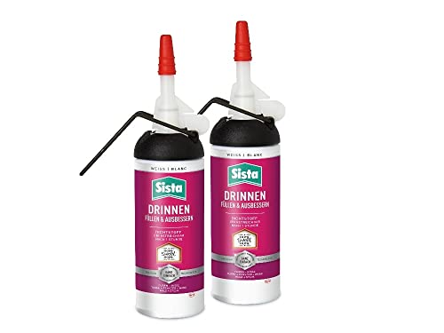 SISTA DRINNEN Füllen & Ausbessern, Fugen Dichtstoff für den Innenbereich, einfach verwendbarer Acryl Fugenfüller zum Ausbessern, überstreichbar nach 1 Stunde, 2x100ml Spender von Sista