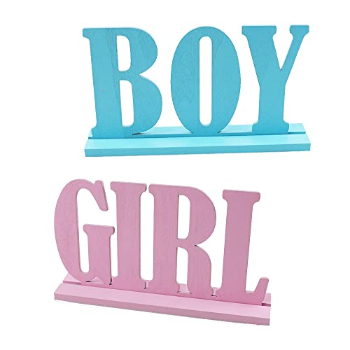 Siticoto Tischdekorationen aus Holz, für Jungen und Mädchen, Tischdekoration, mit Sockel, für Geschlechtsoffenbarung und Babyparty (Blau und Rosa) von Siticoto