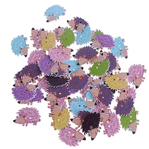 Holzknöpfe mit 2 Löchern, Cartoon-Igel-Knöpfe für Bastelarbeiten, Nähen, Scrapbooking, Kartengestaltung, Basteln, Dekoration, 50 Stück von Sitrda