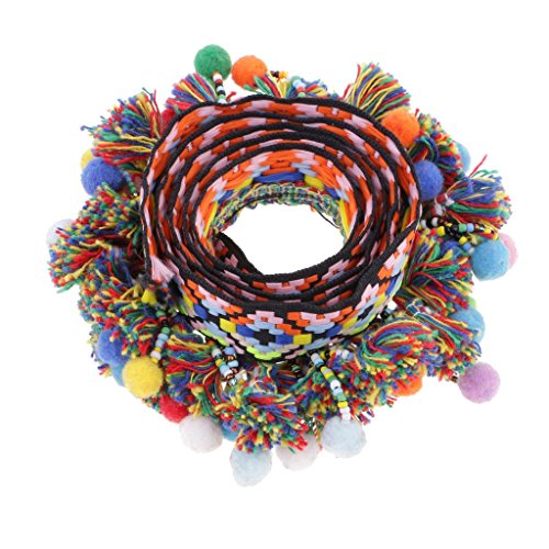 Sitrda 1 x Bunt Bommel Perlen Fransen Quasten Geflecht Jacquard Band Nähen Trim für DIY Heimdekoration – Mehrfarbig, 60 mm von Sitrda
