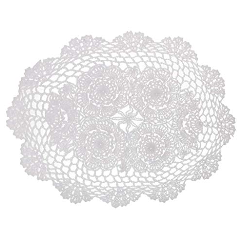 Sitrda Tischdeckchen aus Baumwolle, handgefertigt, oval, gehäkelt, 30,5 x 45,7 cm, Weiß, 1 Stück Sitrda Tischdeckchen aus Baumwolle, handgefertigt, oval, gehäkelt, 30,5 x 45,7 cm, Weiß, 1 Stück von Sitrda