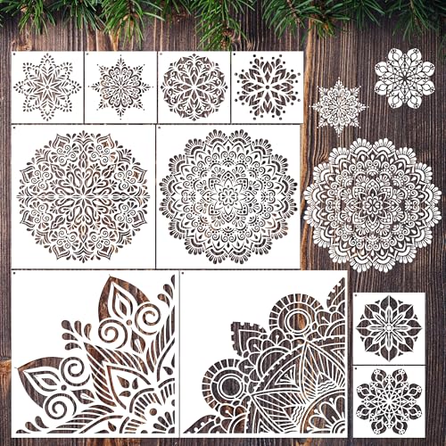 Sitsink Mandala-Schablonen zum Basteln, wiederverwendbar, Boho-Achtsamkeit, große Schablonen zum Malen an der Wand, Heimdekoration, Möbel, 10 Stück von Sitsink
