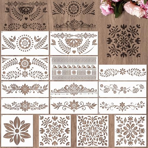 Sitsink Talavera Schablonen zum Malen von Wänden, 15 Stück, Bordürenschablonen Cielito Lindo, mexikanisches Folk, Papel, Picado-Vorlage, wiederverwendbare Bastelvorlage für Holzmöbel Sitsink Talavera Schablonen zum Malen von Wänden, 15 Stück, Bordürenschablonen Cielito Lindo, mexikanisches Folk, Papel, Picado-Vorlage, wiederverwendbare Bastelvorlage für Holzmöbel von Sitsink