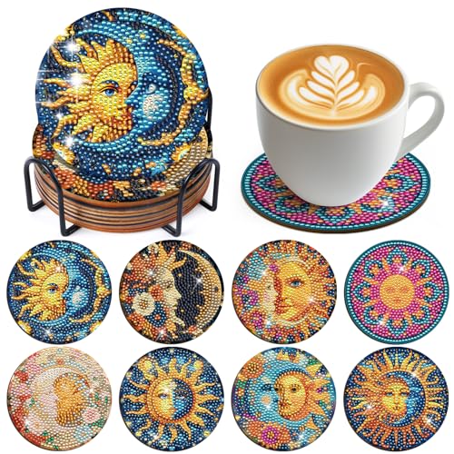 Sun Moon Diamond Art Untersetzer – 8 Stück himmlische Boho-Sonne-Diamant-Malerei-Untersetzer-Set für Erwachsene, Mystic Moon Gem Art Painting Kit für Anfänger Sun Moon Diamond Art Untersetzer – 8 Stück himmlische Boho-Sonne-Diamant-Malerei-Untersetzer-Set für Erwachsene, Mystic Moon Gem Art Painting Kit für Anfänger von Sitsink