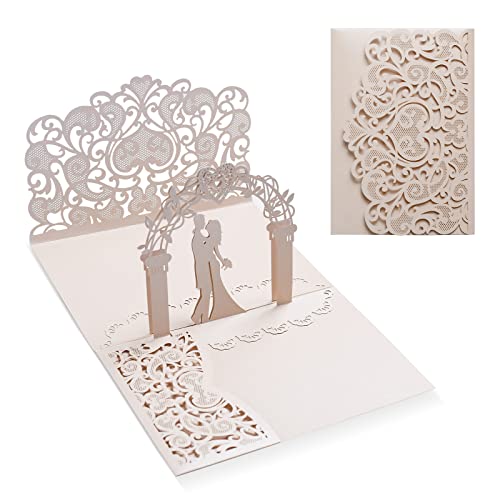 Siumir Pop Up Hochzeitskarte mit Umschlag 3D Karte Hochzeit Glückwunsch Karte Hochzeitseinladungen für Hochzeitstag, Valentinstag, Hochzeitsgeschenke (Rosa) von Siumir