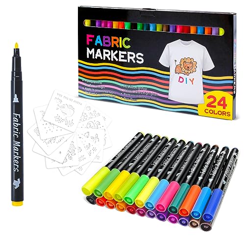 Siumir 24 Textilstifte Waschmaschinenfest+ 10 Schablonen, Farben Textilfarbe, Waschfest Stoffmalstifte, Stofffarbe Textilmarker für Tshirts, Hut, Segeltuchschuhe, Einkaufstasche Siumir 24 Textilstifte Waschmaschinenfest+ 10 Schablonen, Farben Textilfarbe, Waschfest Stoffmalstifte, Stofffarbe Textilmarker für Tshirts, Hut, Segeltuchschuhe, Einkaufstasche von Siumir