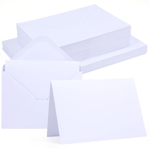 Siumir 50er Set blanko Falt-Karten A6 mit passenden C6 Briefumschlägen, Blanko Falt Karten, Weiß kreative Klappkarten zum Gestalten, Beschriften oder Bedrucken von Siumir