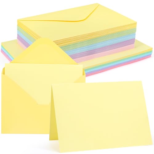 Siumir 55er Set blanko Falt-Karten A6 mit passenden C6 Briefumschlägen, Blanko Falt Karten, Fünf Farben kreative Klappkarten zum Gestalten, Beschriften oder Bedrucken von Siumir