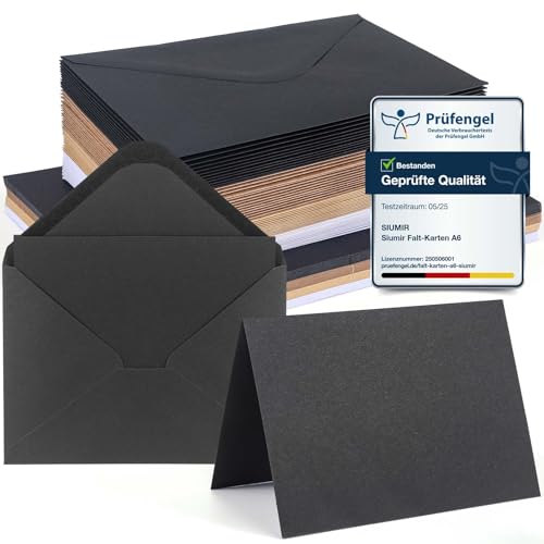 Siumir 56er Set blanko Falt-Karten A6 mit passenden C6 Briefumschlägen, Blanko Falt Karten, Vier Farben kreative Klappkarten zum Gestalten, Beschriften oder Bedrucken von Siumir