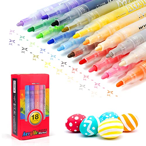 Siumir Acrylstifte 18 Farben, Wasserfeste Marker Stifte Permanent Marker Stifte für Steine, Keramik, Glas, Holz, Leinwand Siumir Acrylstifte 18 Farben, Wasserfeste Marker Stifte Permanent Marker Stifte für Steine, Keramik, Glas, Holz, Leinwand von Siumir