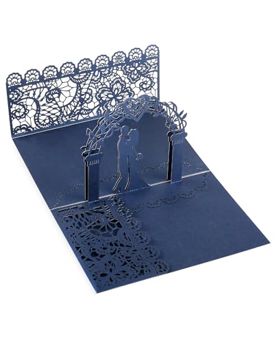 Siumir Pop Up Hochzeitskarte mit Umschlag 3D Karte Hochzeit Glückwunsch Karte Hochzeitseinladungen für Hochzeitstag, Valentinstag, Hochzeitsgeschenke (Marineblau) von Siumir