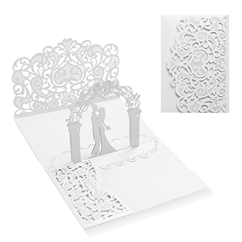 Siumir Pop Up Hochzeitskarte mit Umschlag 3D Karte Hochzeit Glückwunsch Karte Hochzeitseinladungen für Hochzeitstag, Valentinstag, Hochzeitsgeschenke (Weiß) von Siumir