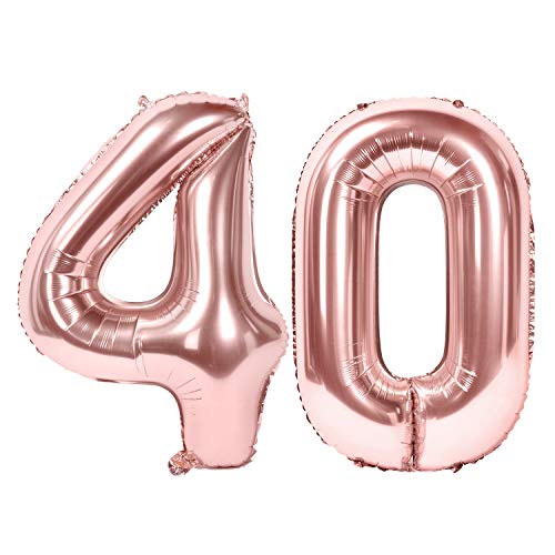 Siumir Zahlenballons Roségold Number Folienballons Zahl 40 Riesenzahl Luftballons für Geburtstag, Hochzeit, Jubiläum Party Dekoration von Siumir