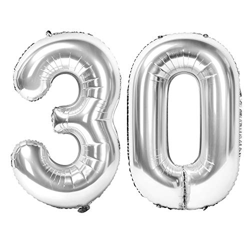 Siumir Zahlenballons Silber Number Folienballons Zahl 30 Riesenzahl Luftballons für Geburtstag, Hochzeit, Jubiläum Party Dekoration Siumir Zahlenballons Silber Number Folienballons Zahl 30 Riesenzahl Luftballons für Geburtstag, Hochzeit, Jubiläum Party Dekoration von Siumir