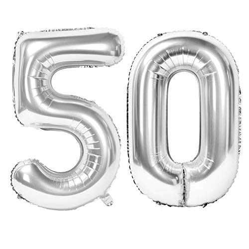 Siumir Zahlenballons Silber Number Folienballons Zahl 50 Riesenzahl Luftballons für Geburtstag, Hochzeit, Jubiläum Party Dekoration Siumir Zahlenballons Silber Number Folienballons Zahl 50 Riesenzahl Luftballons für Geburtstag, Hochzeit, Jubiläum Party Dekoration von Siumir