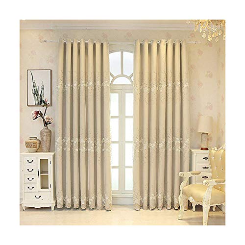 Doppelschicht -Verdunkelung -Kinderzimmer Vorhänge,mit Voile Vorhänge Spitze Stickerei,ösen Blickdicht Doppelschicht Vorhang für Mädchen Schlafzimmer,1pcs,Beige,200x270cm(79x106”) von Siunwdiy