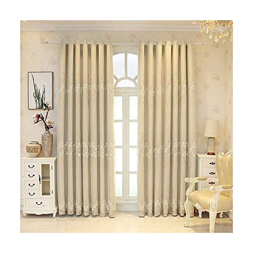 Siunwdiy Doppelschicht -Verdunkelung -Kinderzimmer Vorhänge,mit Voile Vorhänge Spitze Stickerei,ösen Blickdicht Doppelschicht Vorhang für Mädchen Schlafzimmer,1pcs,Beige,250x270cm(98x106”) von Siunwdiy