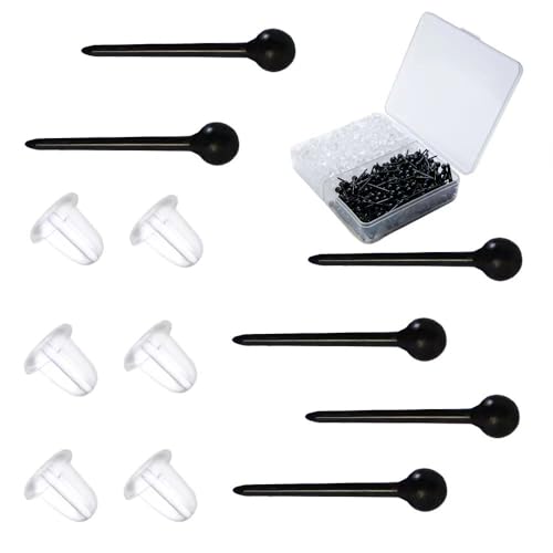 Siurnby sn-0101 schwarze Kunststoff-Ohrringe für empfindliche Ohren, schwarze Kunststoff-Ohrringe für Damen, schwarze Kunststoff-Ohrringe und transparente Ohrring-Verschlüsse, 300 Paar von Siurnby