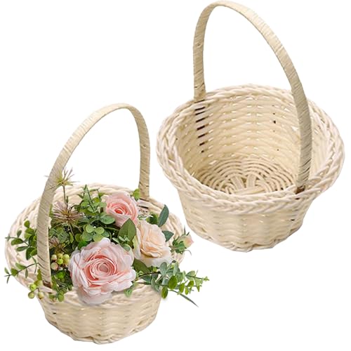 2 Stück Blumenkorb Hochzeit,kleine Blumenmädchen Korb Kunstweidenkorb Klein Körbchen Mit Henkel, Blumenkörbe Geflochtener Korb Blumenstreukörbchen, Für Hochzeit Party Dekoration 2 Stück Blumenkorb Hochzeit,kleine Blumenmädchen Korb Kunstweidenkorb Klein Körbchen Mit Henkel, Blumenkörbe Geflochtener Korb Blumenstreukörbchen, Für Hochzeit Party Dekoration von Siuwddee