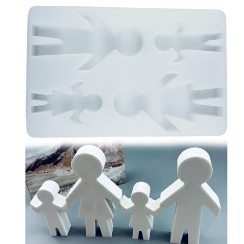 Silikonformen Gießformen, Silikonform, Familie, 4 Figuren, Weihnachten Gießformen Silikon Gießform, Epoxidharz-Guss-Set Für Schreibtisch-Ornamente, Heimdekoration Und Geschenke von Siuwddee
