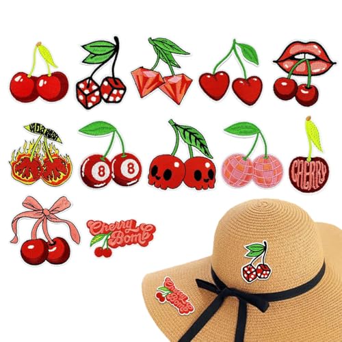 Siuwddee Bügelpatch,12 Stück Niedliche Früchte Bügelbilder - Kreative Applikationen für Damen Mädchen Teenager Sweater Jacken Shirts Shorts Röschen Jeans Tragetaschen von Siuwddee