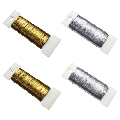 0,35mm x 50m Basteldraht,4 Rollen Basteldraht Dünn Floristendraht für Kranzherstellung, Basteldraht gold Silber,Blumendraht Metallbindungsdraht flexibler Paddeldraht zum Basteln, Weihnachten 0,35mm x 50m Basteldraht,4 Rollen Basteldraht Dünn Floristendraht für Kranzherstellung, Basteldraht gold Silber,Blumendraht Metallbindungsdraht flexibler Paddeldraht zum Basteln, Weihnachten von Sivono