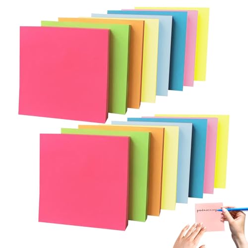 16 Stück Farbige Haftnotizen, 1600 Blatt Sticky Notes, 7.6 * 7.6cm Haftnotizen Klebezettel, Bunte Quadratische für Büro Zuhause Schule Sitzung, 8 Farben(Farbige,Size:7.6 * 7.6CM) von Sivono