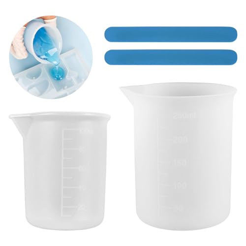 Silikon Messbecher Set,250 ml und 100 ml Silikon messbecher, Silikonbecher zum gießen,2 Silikon Rührstab, für Epoxidharz, Gießformen, Wachsen, leicht zu reinigen Silikon Messbecher Set,250 ml und 100 ml Silikon messbecher, Silikonbecher zum gießen,2 Silikon Rührstab, für Epoxidharz, Gießformen, Wachsen, leicht zu reinigen von Sivono