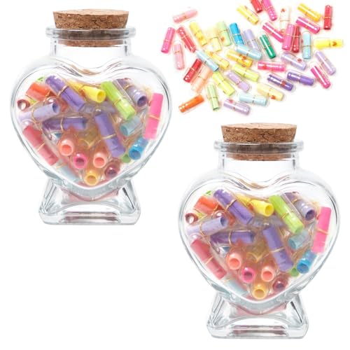 Sixfolo 100 Stück Nachricht Kapsel mit Glas Nachricht Buchstaben Kapsel Bunt Leere Brief Kapseln zum Beschriften für Geburtstag Valentinstag Jahrestag Geschenk (Gemischte Farbe) von Sixfolo