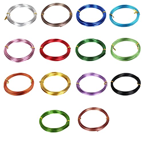 Sixfolo 5m x14 Rollen Basteldraht Schmuckdraht,1mm Flexibler Aluminiumdraht Bunt Biegsamer Aludraht zum Basteln Flacher Basteldraht für DIY Schmuckherstellung und Kunsthandwerk… von Sixfolo