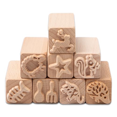 Sixfolo 8 Stück Holzstempel für Ton und Keramik Holz Keramik Werkzeuge Stempel Quadratisch Tonstempel aus Holz Holzstempel Set mit Verschiedenen Tier Muster für Ton Kekse Scrapbooking(5x2x2 cm) von Sixfolo