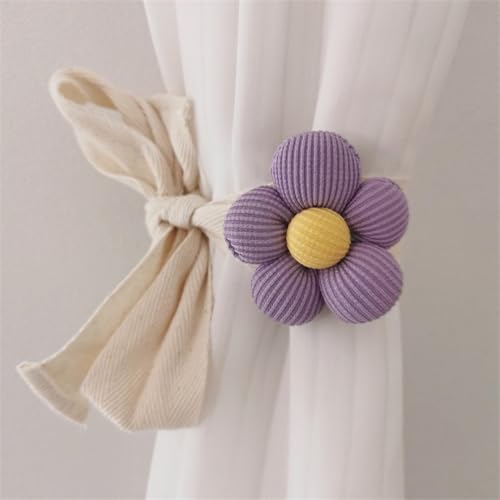 2 Stück Gardinenhalter Cartoon Blume Seil, Vorhang Raffhalter Kinderzimmer Blume Clips Raffhalter für Kinderzimmer Schlafzimmer Dekoration Heimdekoration (Lila) von Sixfox