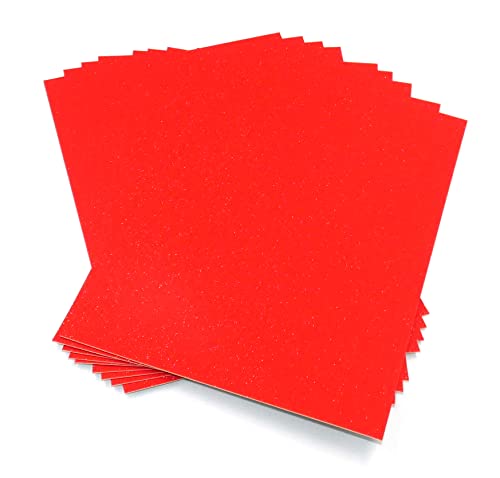 Glitzerpapier, A4, 250 g/m², Glitzer-Karton, gemischte Farben, Glitzerkarton, A4, Glitzerkarton, Bastelkarte für Bastelarbeiten, Dekoration, 10 Stück (rot) von Sixstore