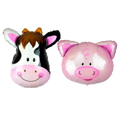 Happium Folienballons, 61 cm, Kuh und Schwein, Scheune, Bauernhof, Tiere, Party-Dekoration Happium Folienballons, 61 cm, Kuh und Schwein, Scheune, Bauernhof, Tiere, Party-Dekoration von Sixstore