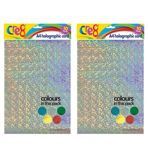 Holografischer Karton, A4, Rot, Grün, Blau, Silber und Gold, 20 Blatt Holografischer Karton, A4, Rot, Grün, Blau, Silber und Gold, 20 Blatt von Sixstore