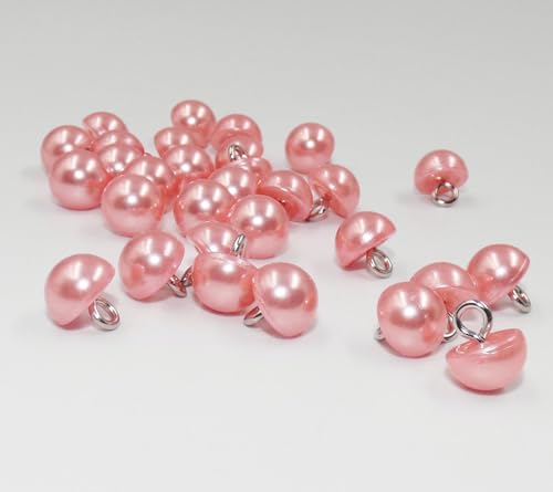 Sixstore 30 Stück 10 mm rosa Perlenknöpfe mit Haken, Babyknöpfe für Strickjacken, halbrunde Strickknöpfe, dekorative Knöpfe für Hemd, Rock, Plüschtieraugen von Sixstore