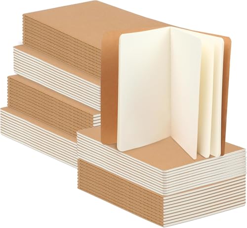 Sixstore 48 Pack Small Kraft Blank Notebook Bulk Set, Journals for Kids, Artists, Drawing, Sketchbook, Office Supplies, Unlined Size:5.1 x 3.5 inch (9 x 13cm), 22 Sheets Each (44 Pages) von Sixstore