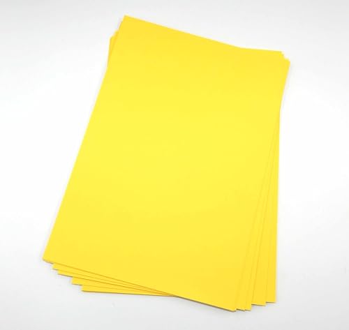 Sixstore A4-Farbpapier, farbiger Karton, 50 Blatt Papier in verschiedenen Farben, echtes 200 g/m², zum Basteln und Dekorieren, farbiges Kunstdruckpapier (297 x 210 mm) (gelb) von Sixstore