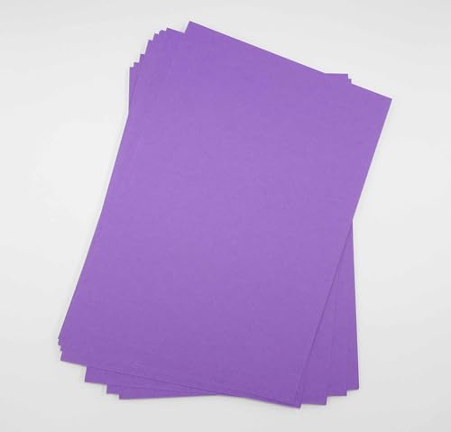 Sixstore A4-Farbpapier, farbiger Karton, 50 Blatt Papier in verschiedenen Farben, echtes 200 g/m², zum Basteln und Dekorieren, farbiges Kunstdruckpapier (297 x 210 mm) (lila) von Sixstore