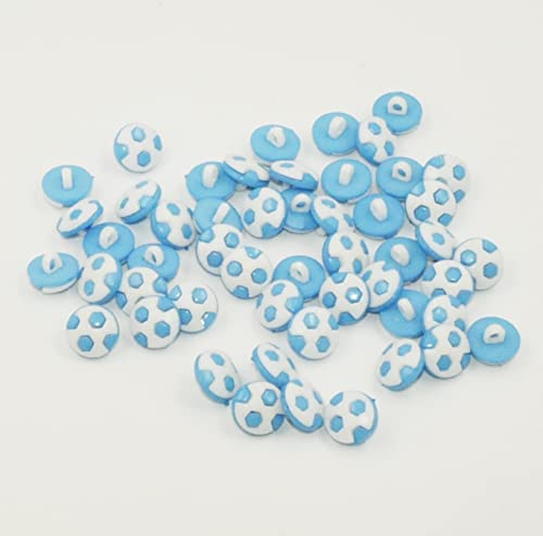 Sixstore Farbige Acryl-Knöpfe, 13 mm Schaft, Fußballdruck, 50 Stück, dekorative Knöpfe zum Basteln, Nähen, Kleidung, Verzierung, Hellblau Sixstore Farbige Acryl-Knöpfe, 13 mm Schaft, Fußballdruck, 50 Stück, dekorative Knöpfe zum Basteln, Nähen, Kleidung, Verzierung, Hellblau von Sixstore