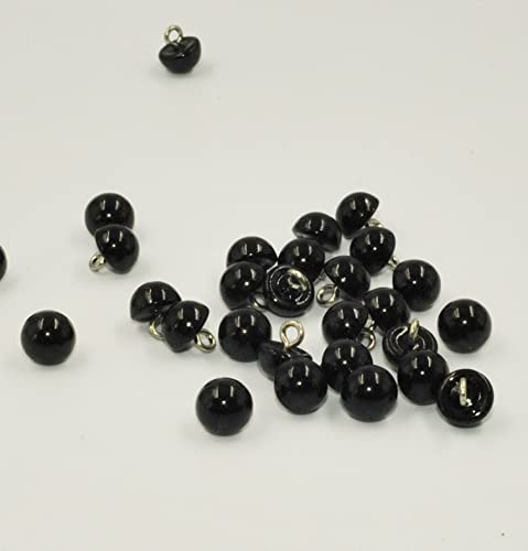 Sixstore Perlenknöpfe mit Haken, 10 mm, Schwarz, 30 Stück von Sixstore