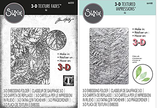 Tim Holtz & Sizzix 3-D Prägeschablonen, Blatt- und Blattadern, 2 Stück von Sizzix Tim Holtz