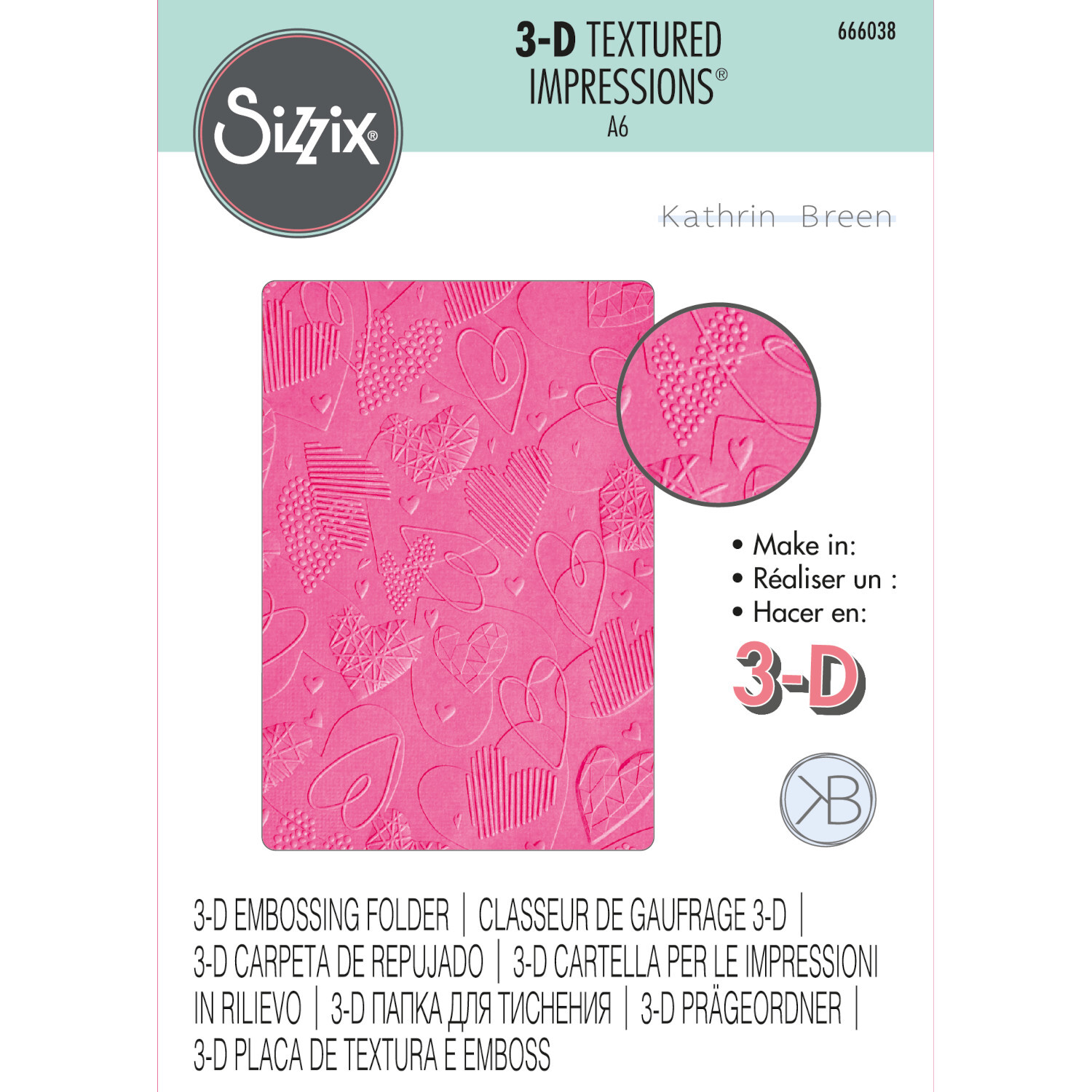 3D-Embossing Folder Textured Impressions Mark Making Hearts 3D-Embossing Folder Textured Impressions Mark Making Hearts von Sizzix