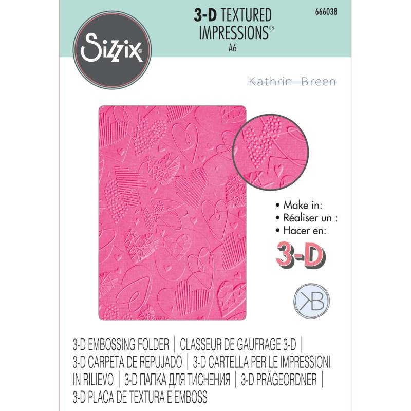 3D-Embossing Folder Textured Impressions Mark Making Hearts von Sizzix