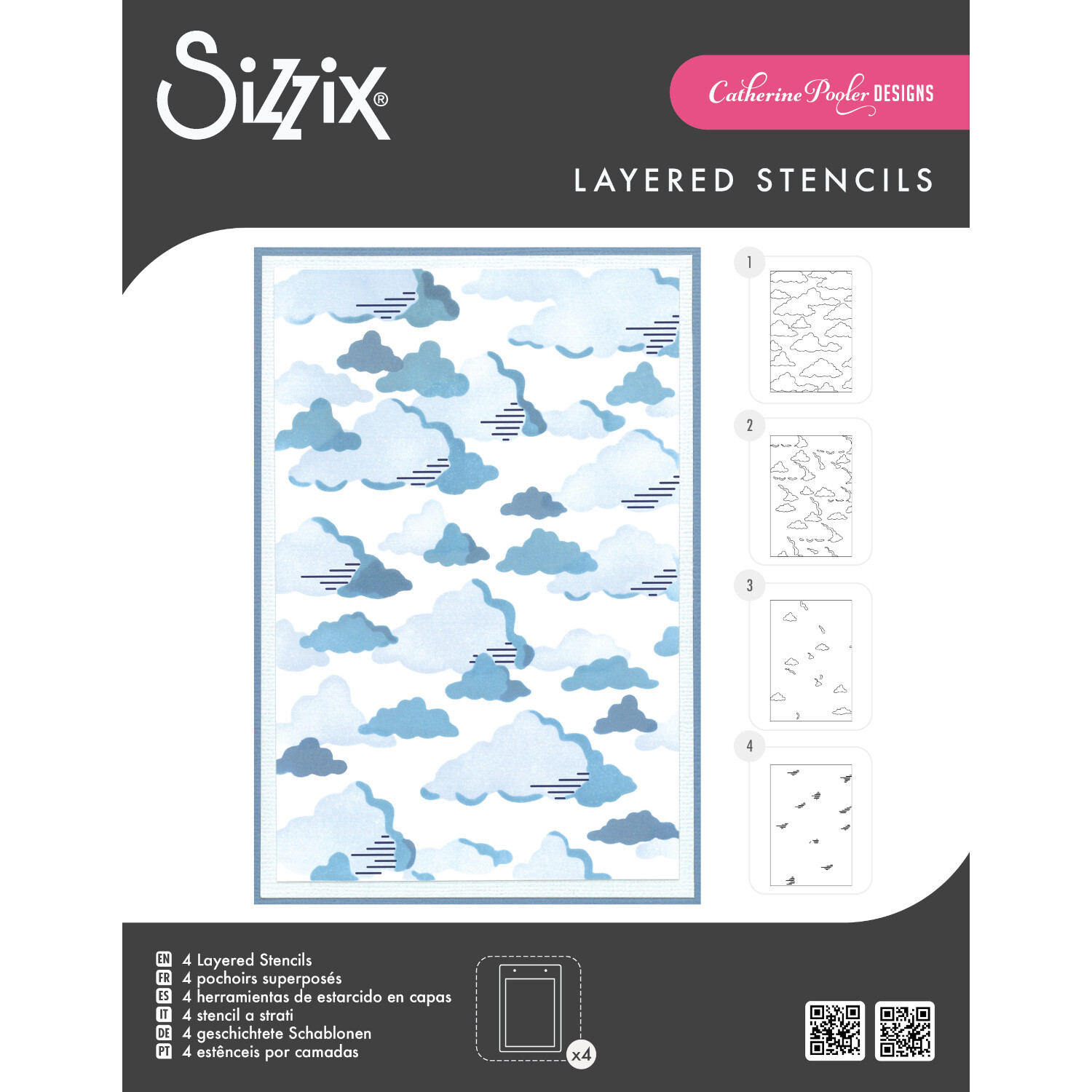 Layered Stencils in the Clouds 4 Stück Layered Stencils in the Clouds 4 Stück von Sizzix
