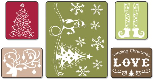 Prägeschablonen für strukturiertes Stanzen, 5er-Packung, „Sending Christmas Love“ von Rachael Bright Prägeschablonen für strukturiertes Stanzen, 5er-Packung, „Sending Christmas Love“ von Rachael Bright von Sizzix
