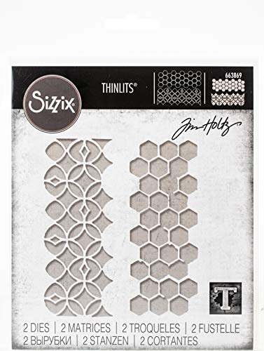 Sizzix 613338 Thinlits Stanzschablonen 2 STK 663869 Wiederholende Muster von Tim Holtz, Mehrfarben, Einheitsgröße von Sizzix